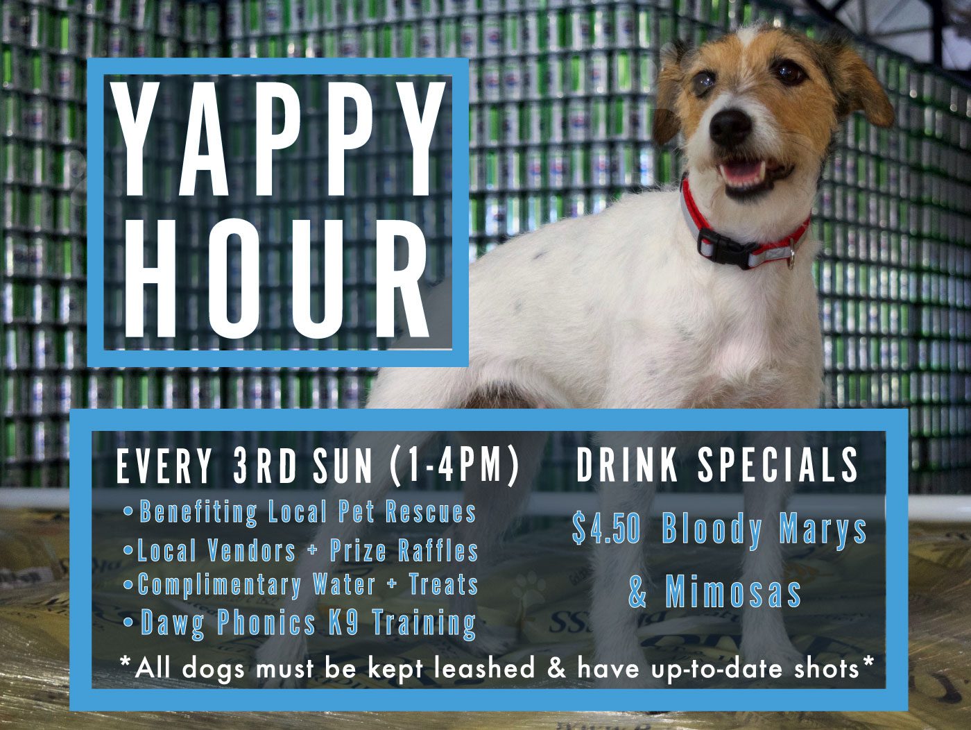 Motorworks Brewing presents Yappy Hour - Every Third Sunday from 1:00 pm to 4:00 pm EST - Benefiting local pet rescues