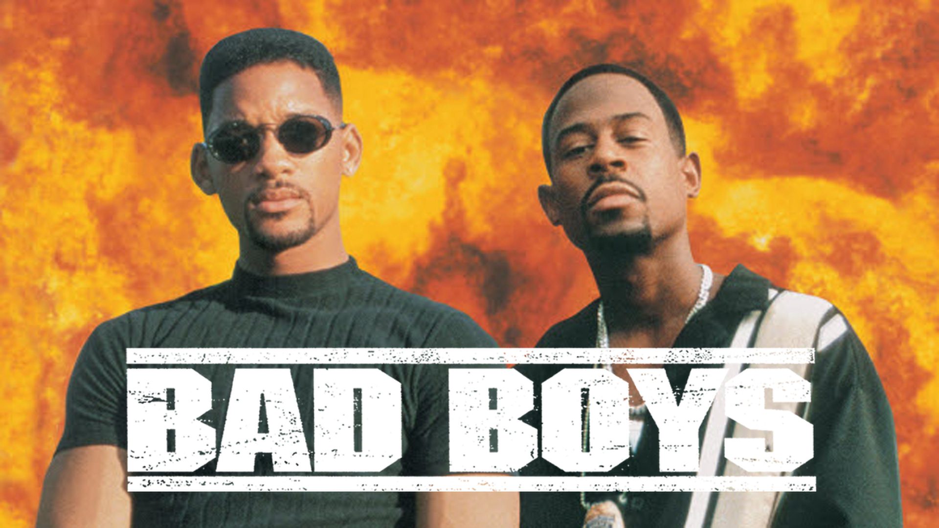 Motorworks Brewing presents Bad Boys Movie Cover with Will Smith and Martin Lawrence in front of fiery explosion