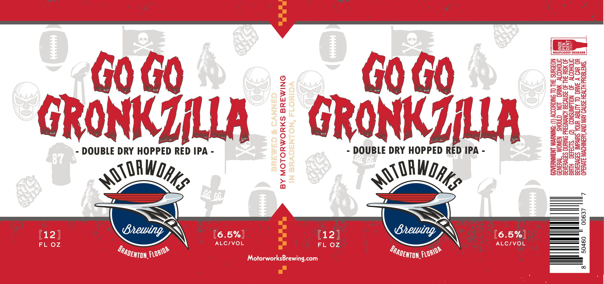 Go Go Gronkzilla Red IPA Can label art