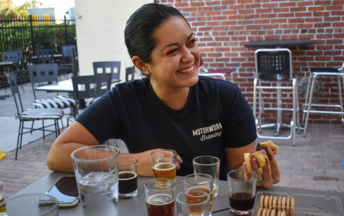 The Motorworks team curates a Girl Scout Cookie craft beer flight pairing.