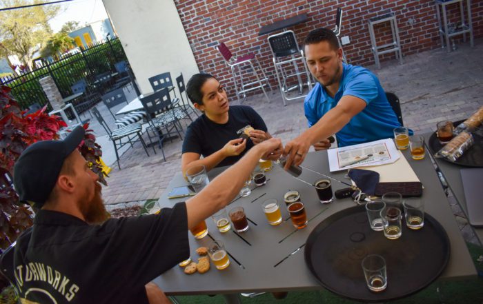The Motorworks team curates a Girl Scout Cookie craft beer flight pairing.